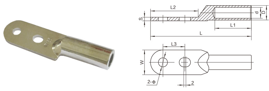 Aluminium connecting terminals — dimension drawing 2