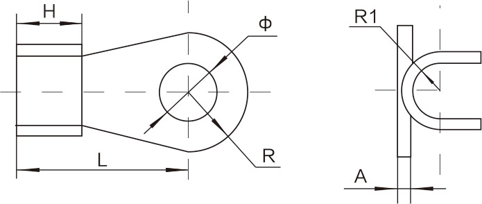 OT open copper terminals — dimension drawing 1